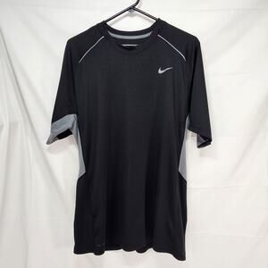 Nike Dri-FIT Athletic Shirt Mens Large Black Grey Short Sleeve Workout Jordan